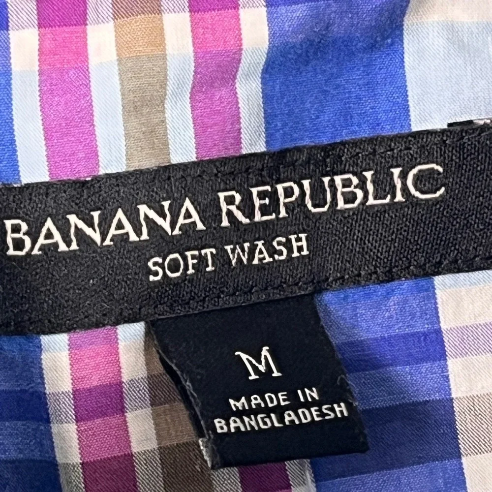 Banana Republic Soft Wash Short Sleeve Button Down Shirt Mens Medium READ